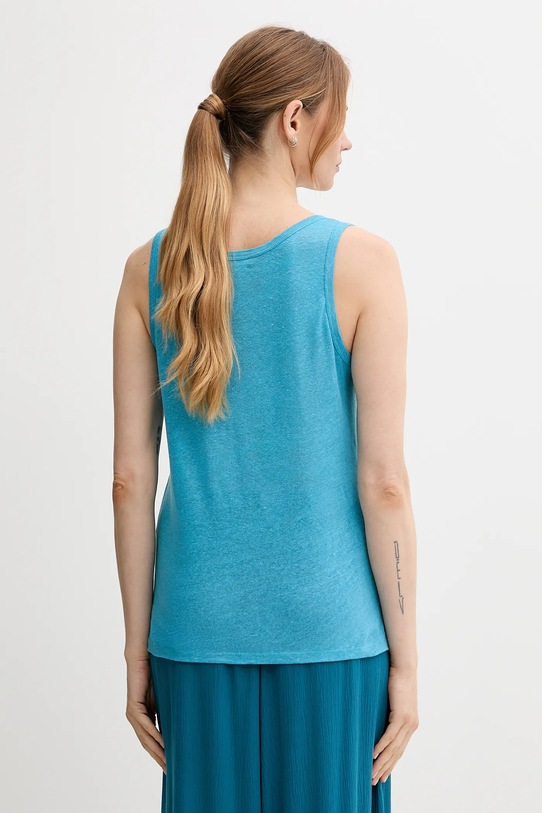 Oblečenie Ľanový top United Colors of Benetton 37UJE8398 tyrkysová