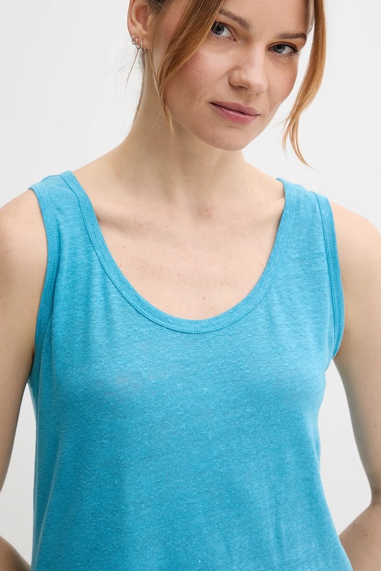 Ľanový top United Colors of Benetton tyrkysová 37UJE8398