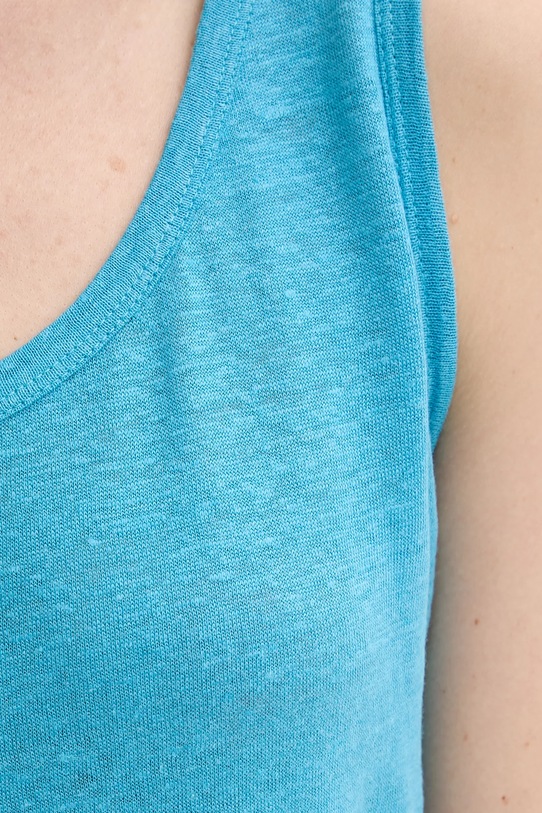 Ľanový top United Colors of Benetton 37UJE8398 tyrkysová