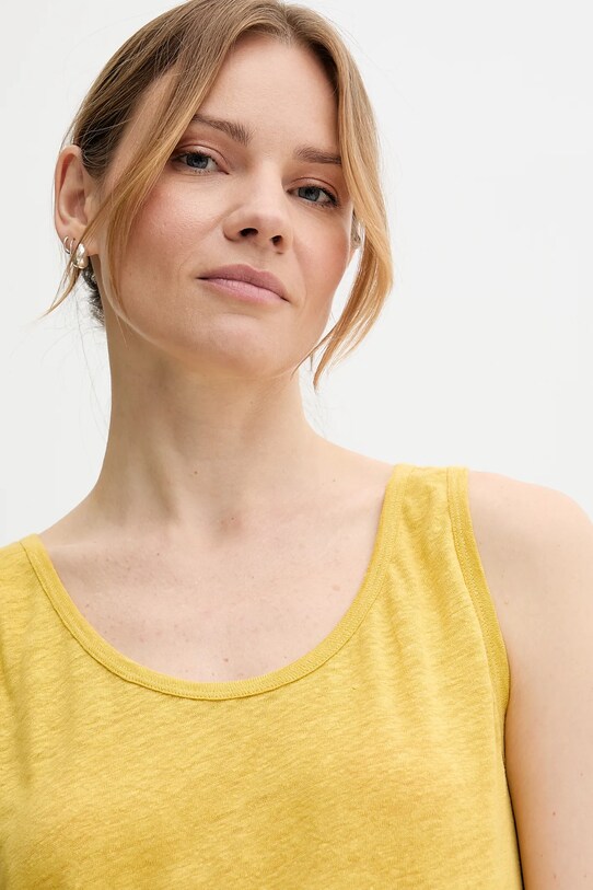 Odzież United Colors of Benetton top lniany 37UJE8398 żółty