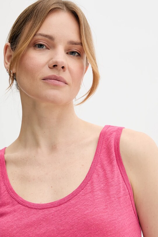 Odzież United Colors of Benetton top lniany 37UJE8398 różowy