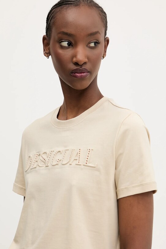 Bavlnené tričko Desigual BRANDY béžová 25SWTK17