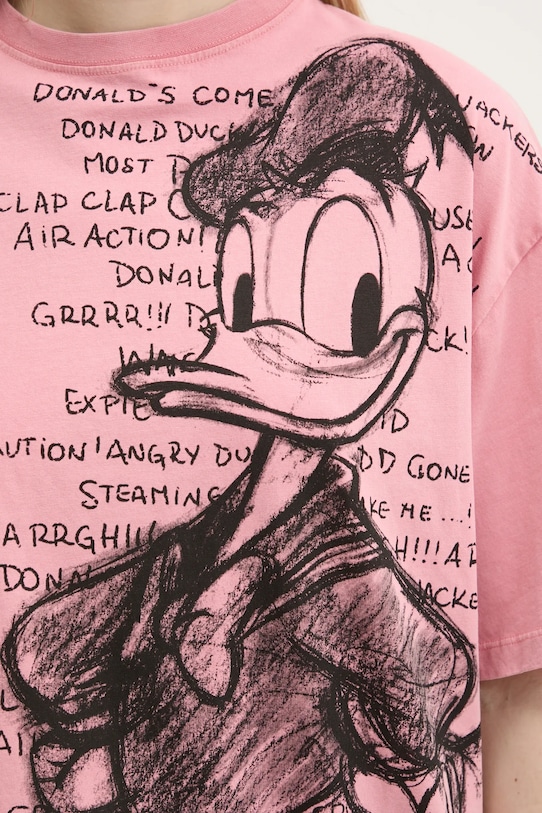 Desigual tricou din bumbac DONALD 25SWTKAH roz