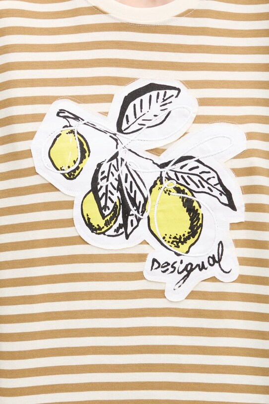 Хлопковая футболка Desigual LEMON 25SWTKAE бежевый
