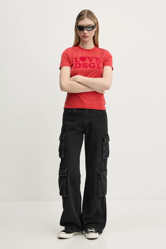 Desigual tricou LOVE DSGL 25SWTK10 rosu SS25