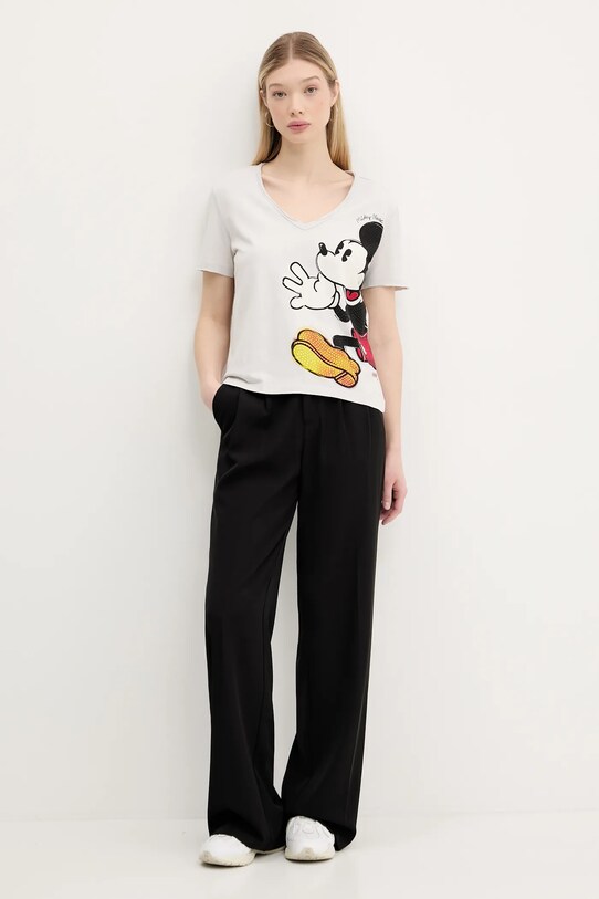 Desigual tricou din bumbac MICKEY JOKER 25SWTKAG gri SS25