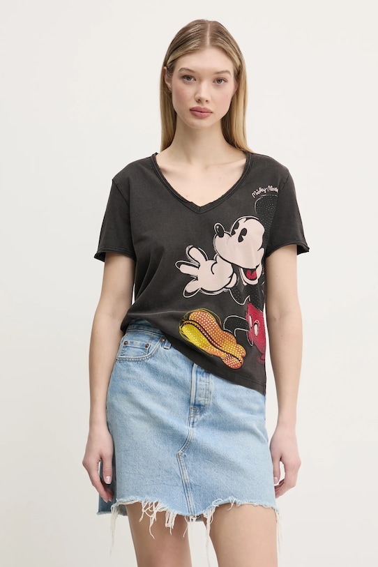 Хлопковая футболка Desigual MICKEY JOKER хлопок серый 25SWTKAG