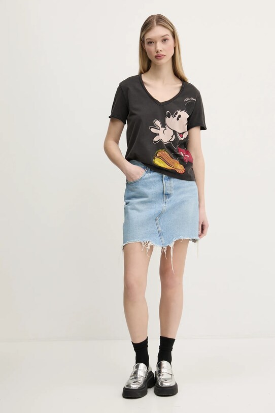 Хлопковая футболка Desigual MICKEY JOKER 25SWTKAG серый SS25