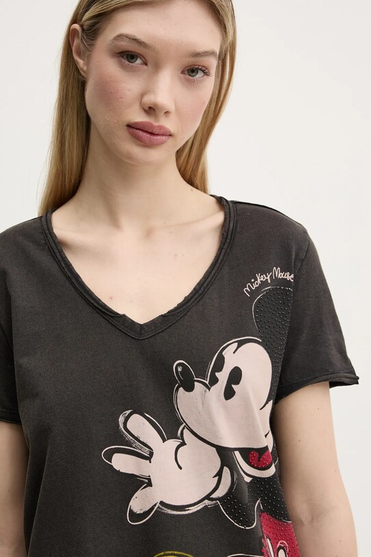 Хлопковая футболка Desigual MICKEY JOKER серый 25SWTKAG