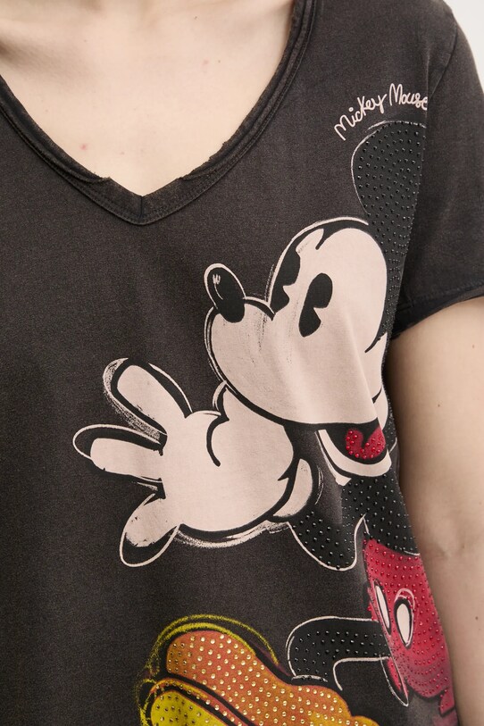 Хлопковая футболка Desigual MICKEY JOKER 25SWTKAG серый