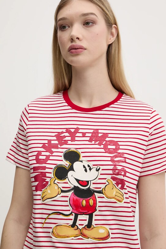 Desigual tricou din bumbac MICKEY MOUSE rosu 25SWTKAI