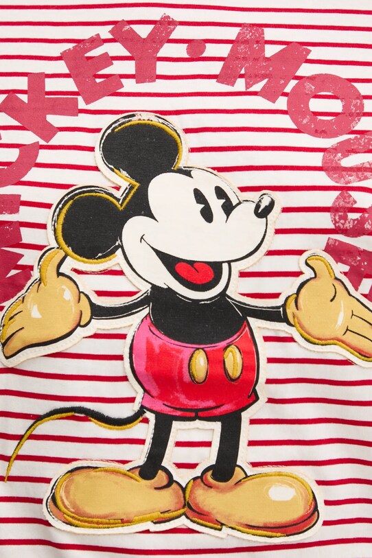 Desigual tricou din bumbac MICKEY MOUSE 25SWTKAI rosu