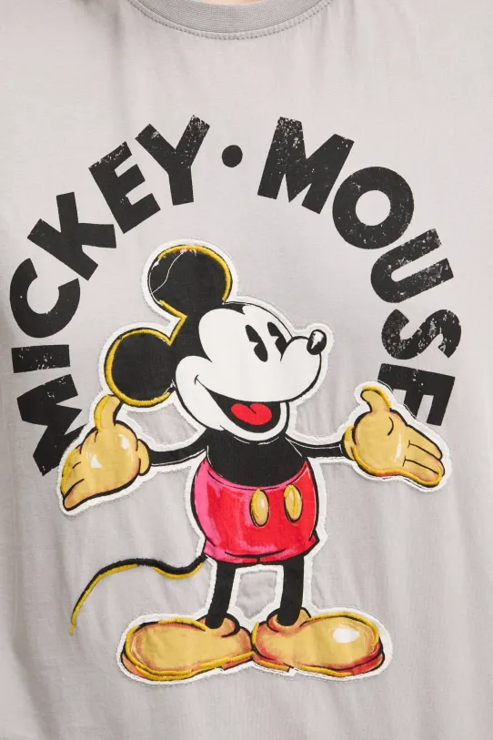 Desigual tricou din bumbac MICKEY MOUSE 25SWTKAI gri