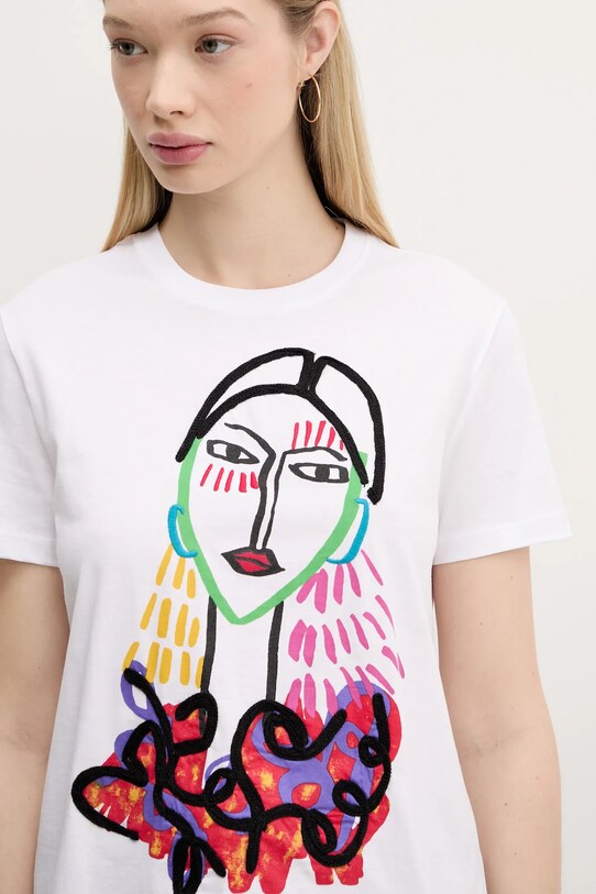 Desigual t-shirt bawełniany MISURI biały 25SWTKA9