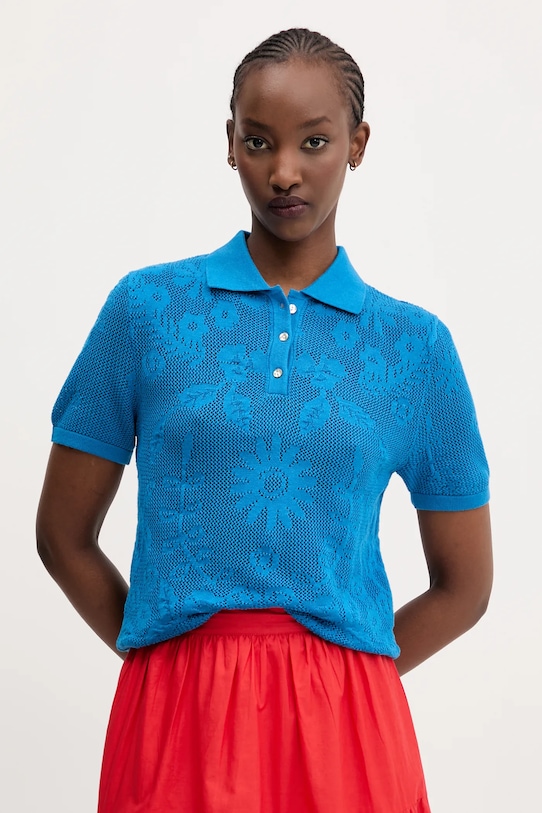 Desigual tricou polo RAY uni albastru 25SWTK72