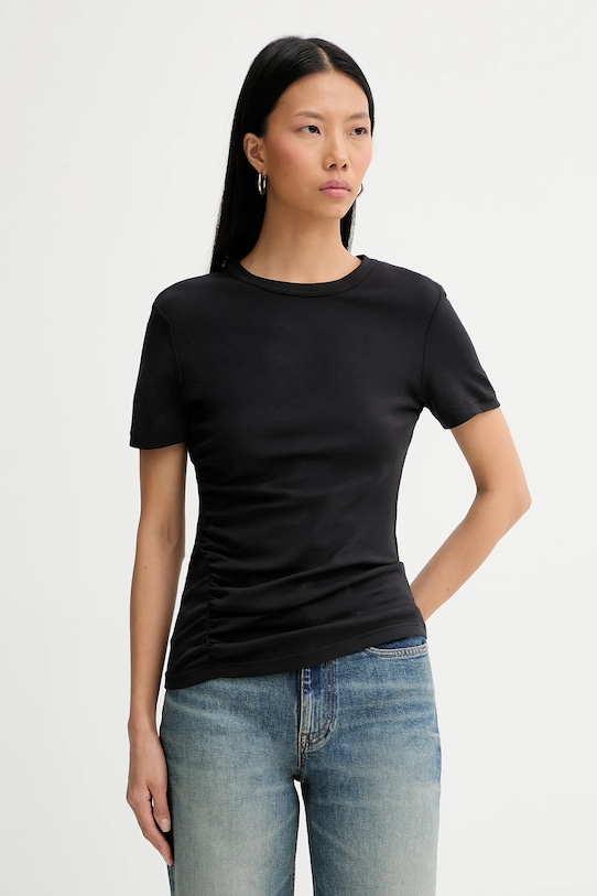 Samsoe Samsoe tricou din bumbac Saevelyn uni negru F24400022