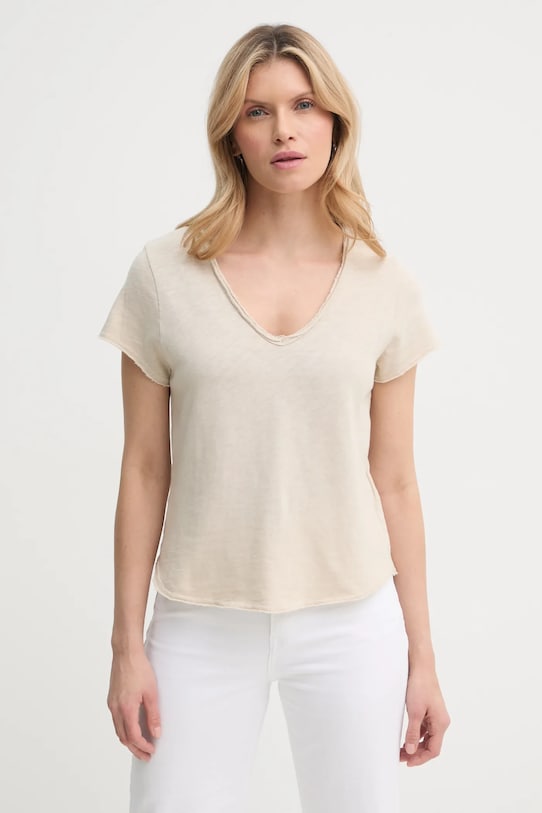 Хлопковая футболка American Vintage хлопок бежевый SON02AGE25