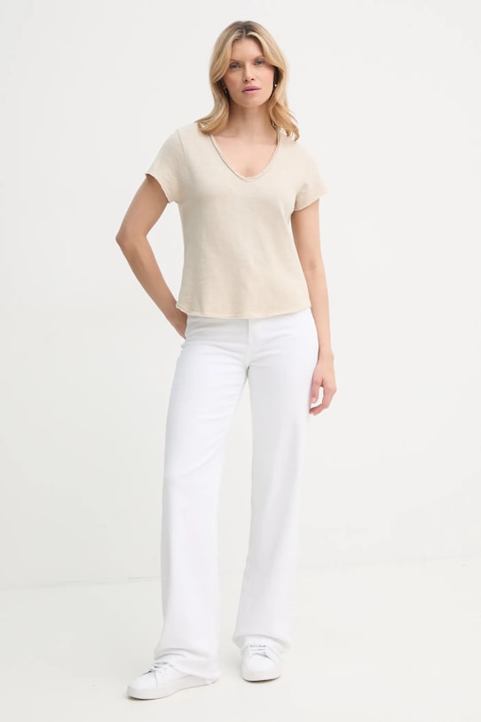 Хлопковая футболка American Vintage SON02AGE25 бежевый SS25