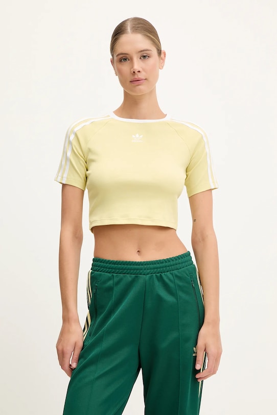 adidas Originals tricou 3-Stripes imprimeu galben JD0307