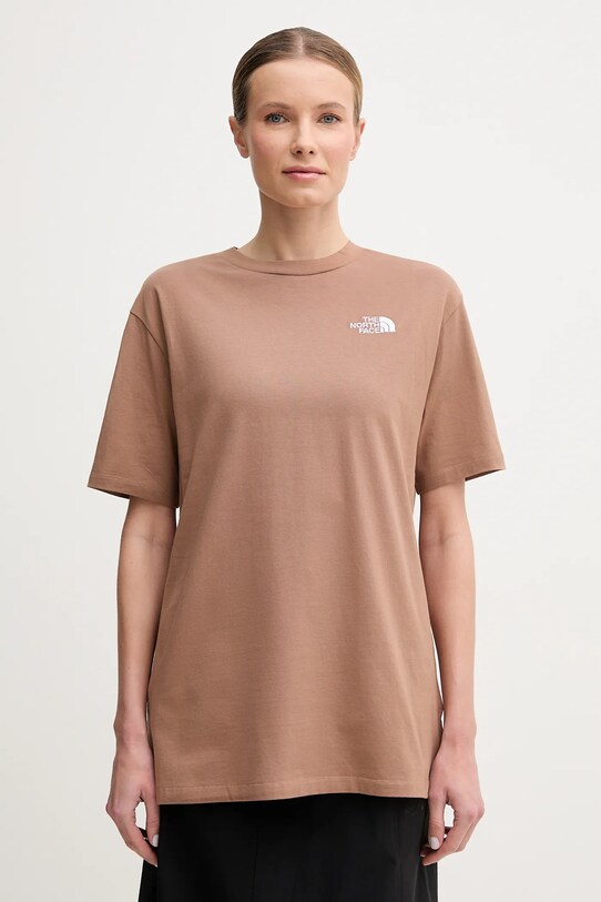 The North Face tricou din bumbac Essential imprimeu maro NF0A87NQ6IH1