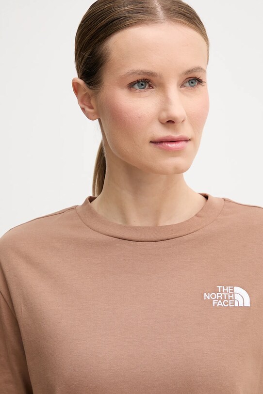 The North Face tricou din bumbac Essential maro NF0A87NQ6IH1