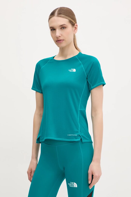 The North Face t-shirt sportowy Sunriser regular turkusowy NF0A8BBX6GO1