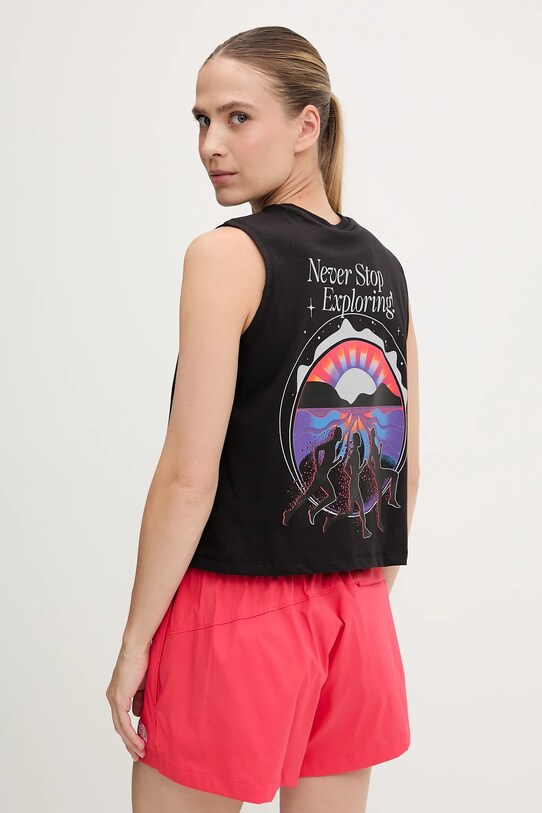 The North Face top din bumbac Never Stop Relaxed print negru NF0A8C3EJK31