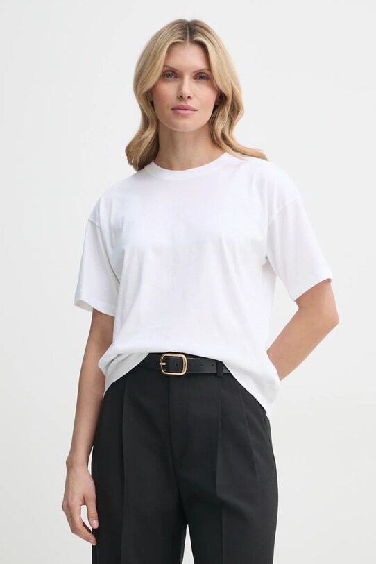 Βαμβακερό μπλουζάκι Filippa K βαμβάκι λευκό 31287.FK