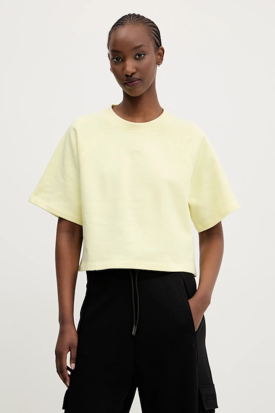 Hugo Blue tricou din bumbac uni galben 50537091