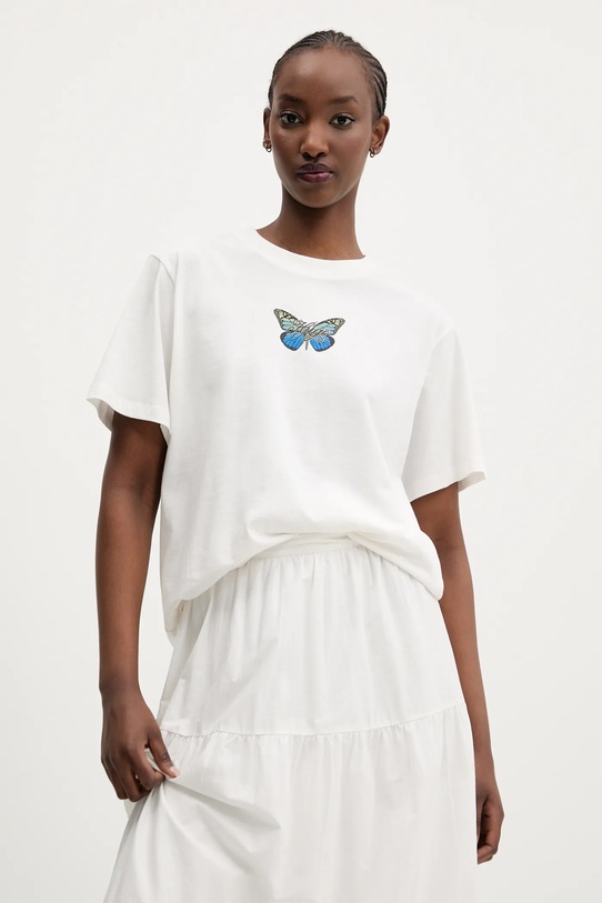 Bavlněné tričko Hugo Blue kulatý bílá 50537239