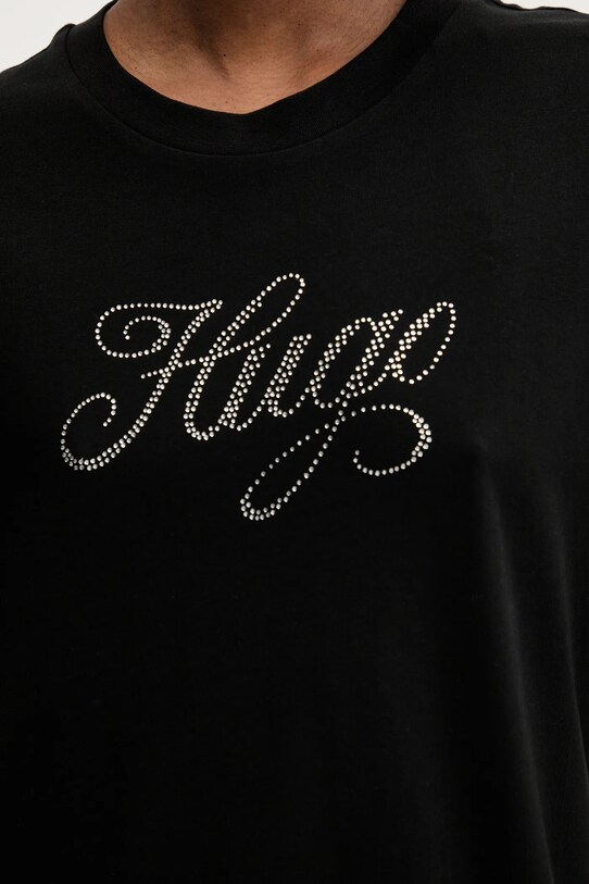 Βαμβακερό μπλουζάκι Hugo Blue 50537239 μαύρο