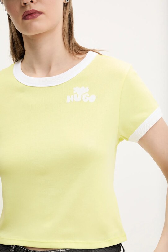 Hugo Blue tricou din bumbac galben 50537476
