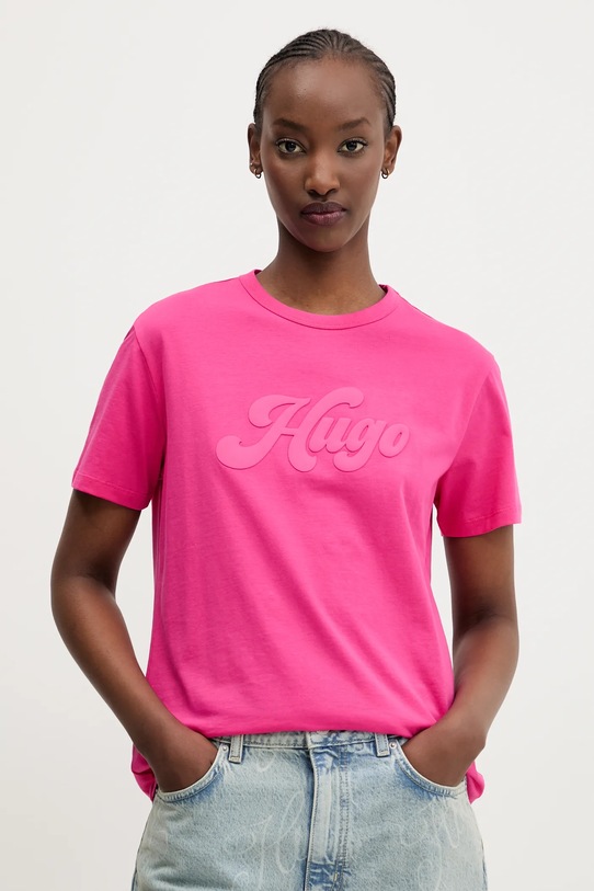 HUGO tricou din bumbac print roz 50539101