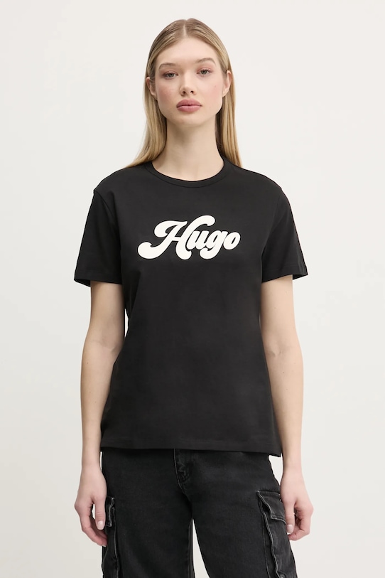 Бавовняна футболка HUGO бавовна чорний 50539101