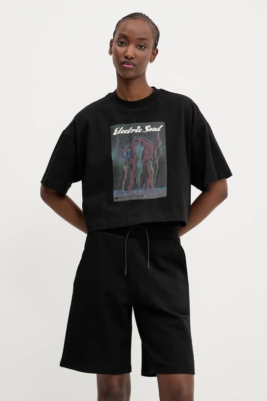 HUGO tricou din bumbac print negru 50540927