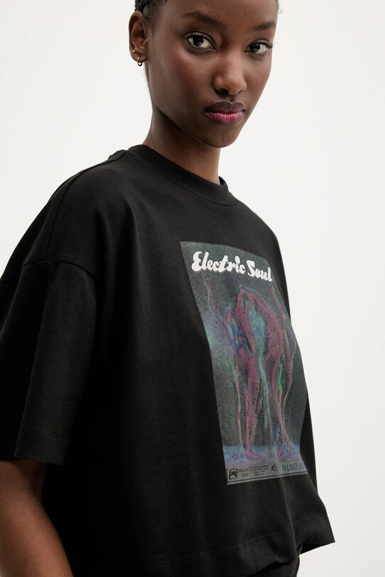 HUGO tricou din bumbac 50540927 negru SS25