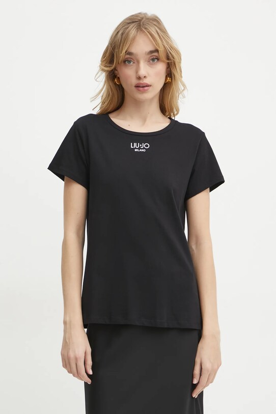 Liu Jo t-shirt bawełniany nadruk czarny TA5170.JS923
