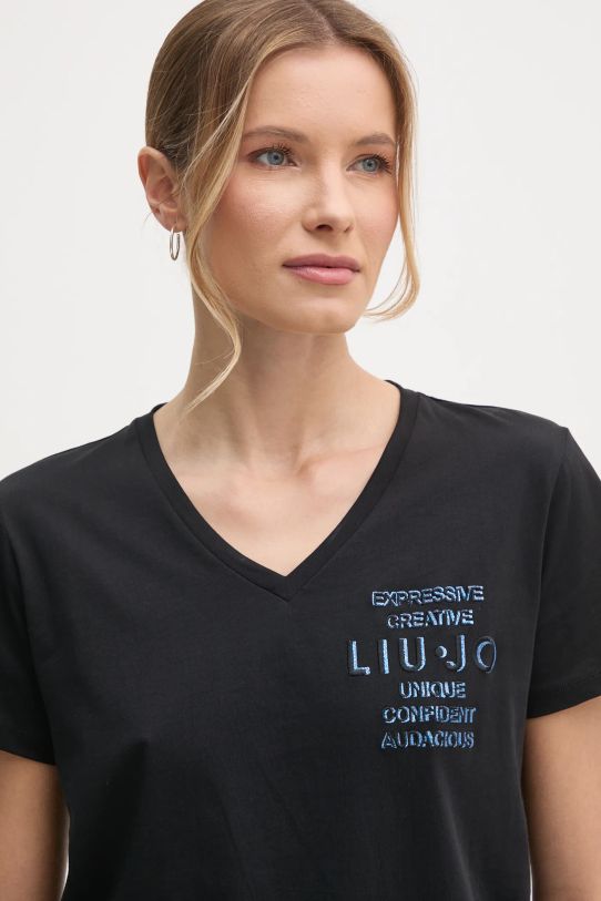 Liu Jo t-shirt bawełniany czarny TA5172.JS923