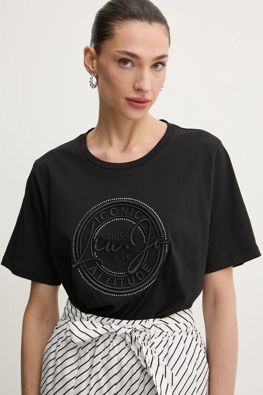 Liu Jo tricou din bumbac negru TA5174.JS923