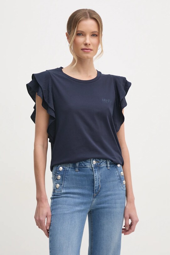 Хлопковая футболка Liu Jo тёмно-синий TA5178.J5904
