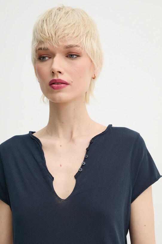 ZADIG&VOLTAIRE t-shirt bawełniany granatowy JWTN02632.404