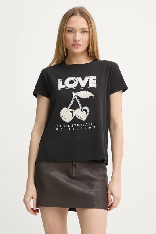 Бавовняна футболка ZADIG&VOLTAIRE бавовна чорний JWTS02684.11