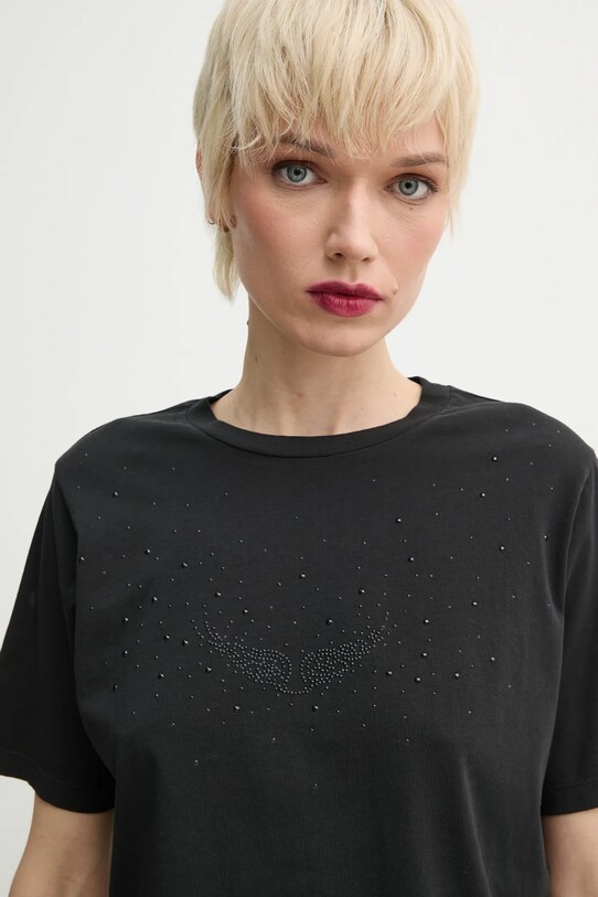 ZADIG&VOLTAIRE t-shirt bawełniany czarny JWTS02705.11