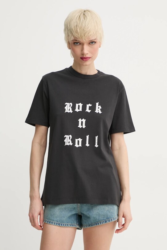 ZADIG&VOLTAIRE t-shirt bawełniany nadruk czarny JWTS02770.9