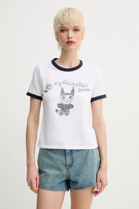 Tričko s prímesou ľanu ZADIG&VOLTAIRE potlač biela JWTS02772.107