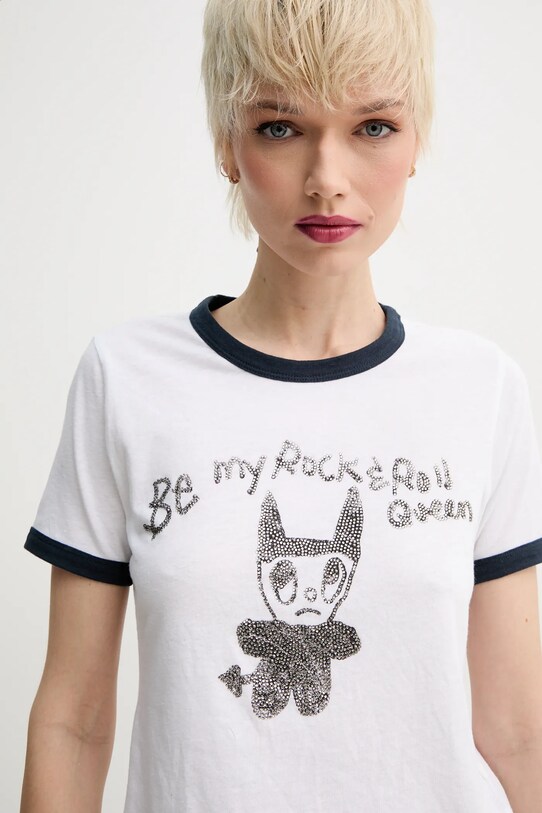 ZADIG&VOLTAIRE t-shirt z domieszką lnu biały JWTS02772.107