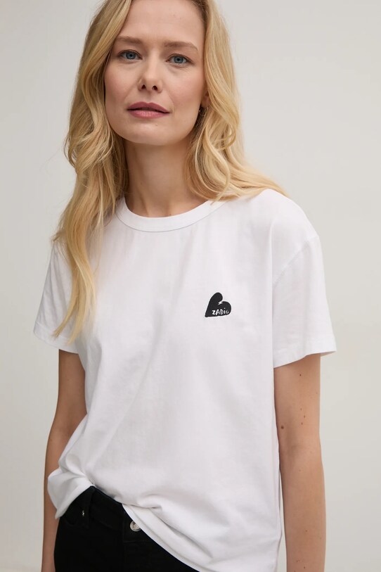 Bavlněné tričko ZADIG&VOLTAIRE nášivka bílá JWTS02781.107