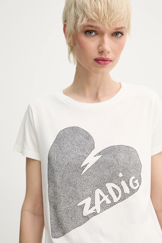 ZADIG&VOLTAIRE t-shirt bawełniany beżowy JWTS02782.103