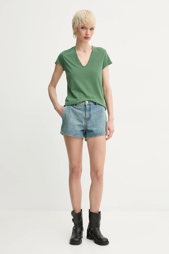 Bavlněné tričko ZADIG&VOLTAIRE JWTS02786.330 zelená SS25