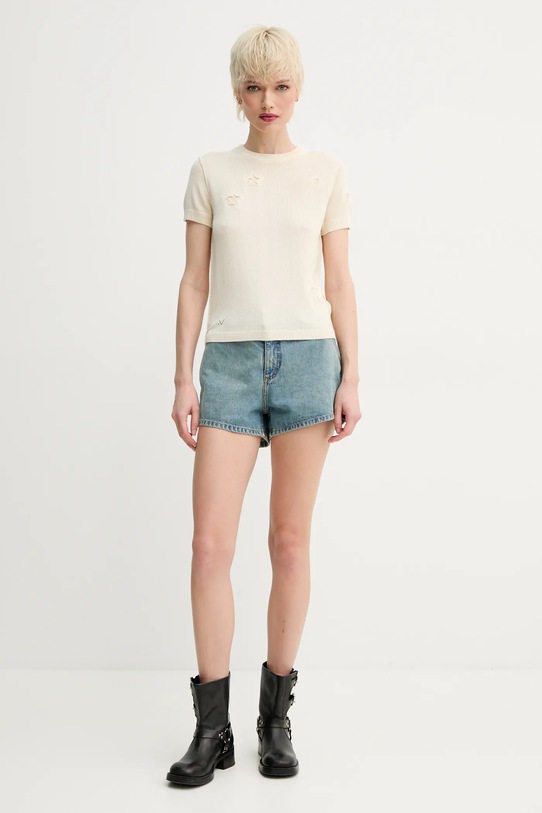 ZADIG&VOLTAIRE sweter z domieszką jedwabiu KWSW02691.102 beżowy SS25